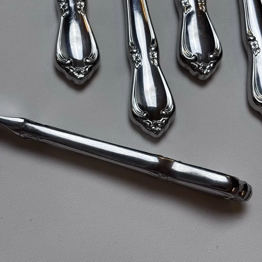 VTG Oneida Oneidacraft Deluxe Chateau Stainless Flatware Hollow Dinner Knives 6